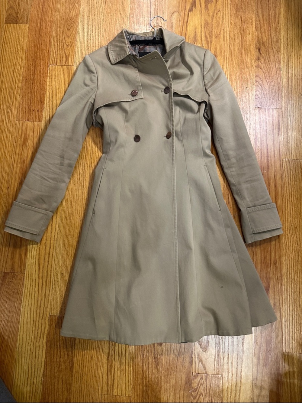 Ted Baker Khaki Trench Coat with Double-Breasted Front